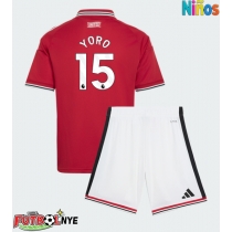 Camiseta Manchester United Leny Yoro #15 Primera Equipación para niños 2026-27 manga corta (+ pantalones cortos)